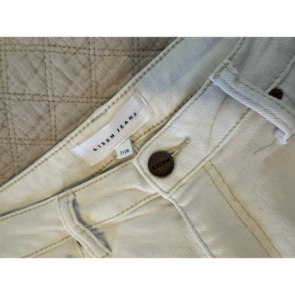Risen Jeans Womens White Stretch Wide Leg Crop Pants Size 7 / 28 - Picture 2 of 10